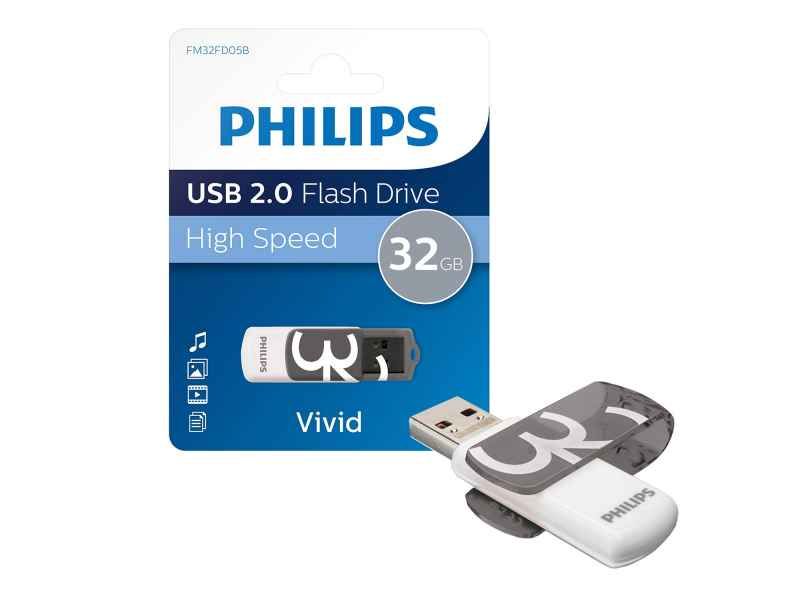 Philips Philips USB 2.0 32GB Vivid Edition Grau FM32FD05B/10 Elektroniktrade Switzerland