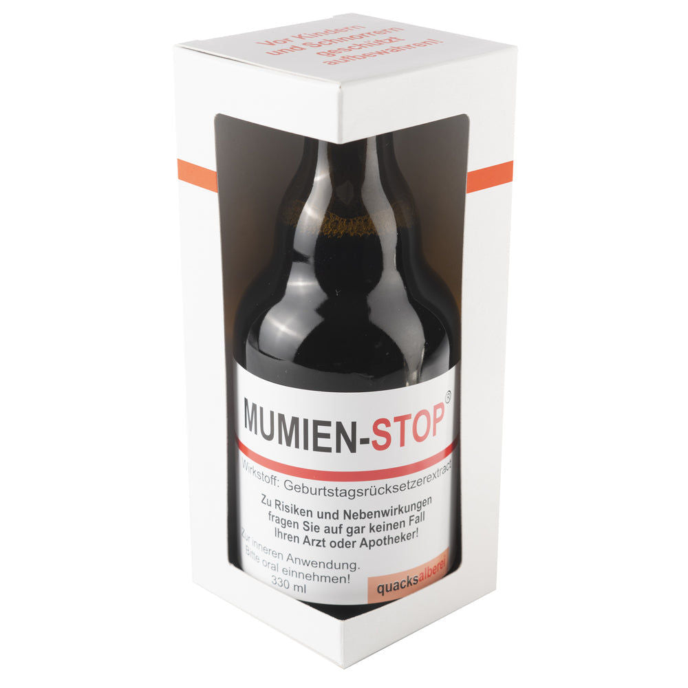 Quacksalberei WITZIGE BIERFLASCHE "MUMIENSTOP" BIER 0,33 L Elektroniktrade Switzerland