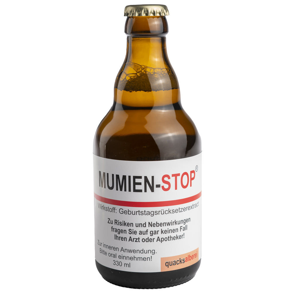 Quacksalberei WITZIGE BIERFLASCHE "MUMIENSTOP" BIER 0,33 L Elektroniktrade Switzerland