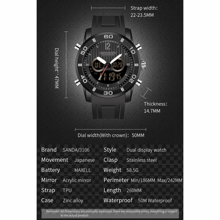 SANDA Sanda 3106 Dual Digital Display Männer Outdoor Sport Uhr Elektroniktrade Switzerland