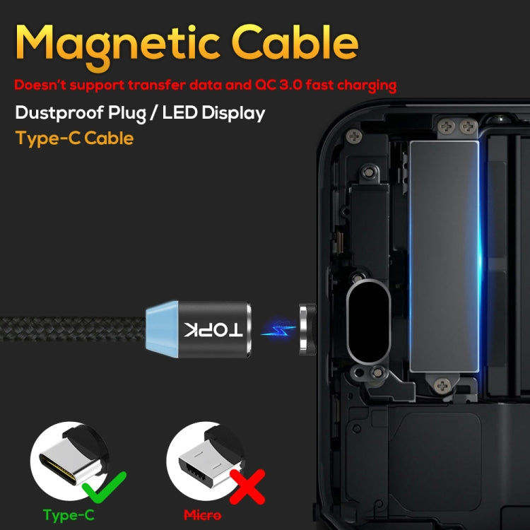 TOPK 1m 2,4A Max. USB-zu-USB-C / Typ-C-Nylon-geflochtenes magnetisches Ladekabel mit LED Elektroniktrade Switzerland