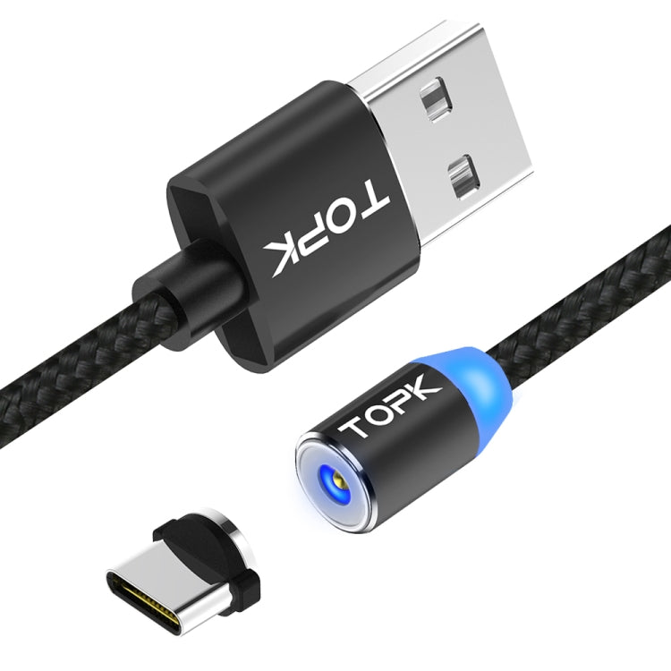TOPK 1m 2,4A Max. USB-zu-USB-C / Typ-C-Nylon-geflochtenes magnetisches Ladekabel mit LED Elektroniktrade Switzerland