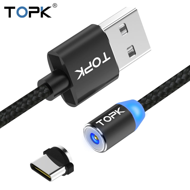 TOPK 1m 2,4A Max. USB-zu-USB-C / Typ-C-Nylon-geflochtenes magnetisches Ladekabel mit LED Elektroniktrade Switzerland