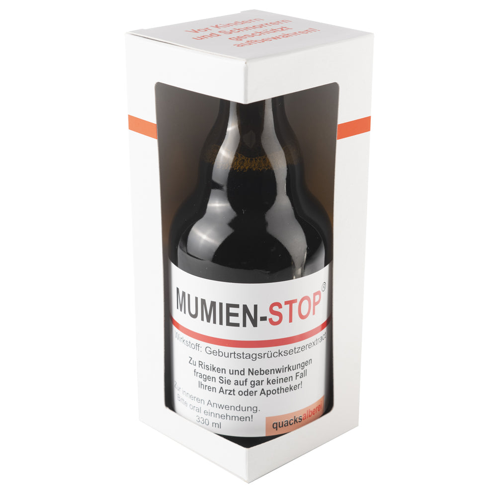 WITZIGE BIERFLASCHE "MUMIENSTOP" BIER 0,33 L