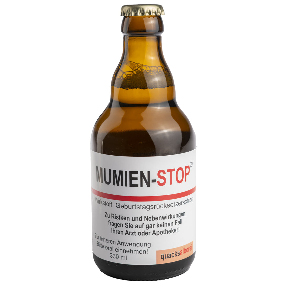 WITZIGE BIERFLASCHE "MUMIENSTOP" BIER 0,33 L