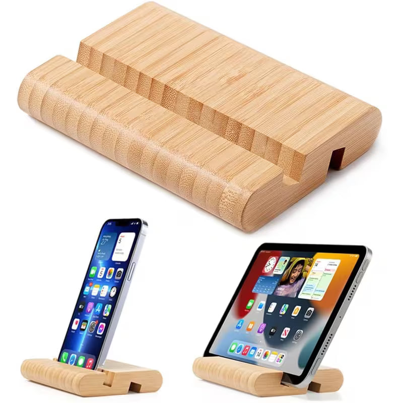 Bambus-Handy- & Tablet-Halter aus Holz – Minimalistischer Schreibtischständer