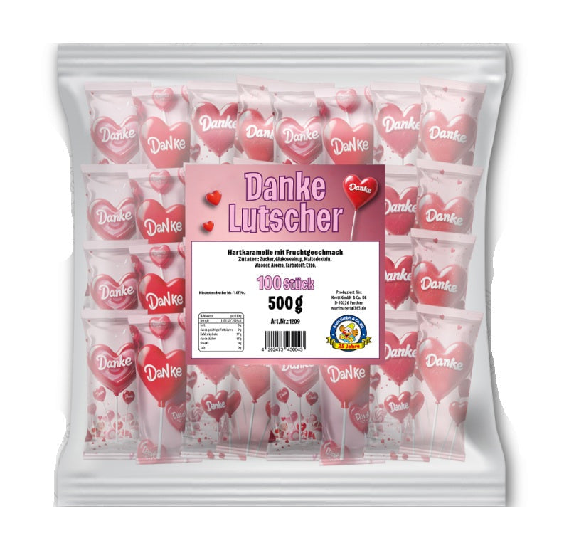 100 x Lutscher "Danke" 500g