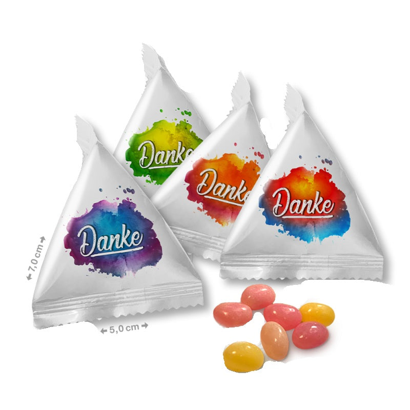 100 x Pyramide Danke Farbkleks mit Jelly Beans 10g