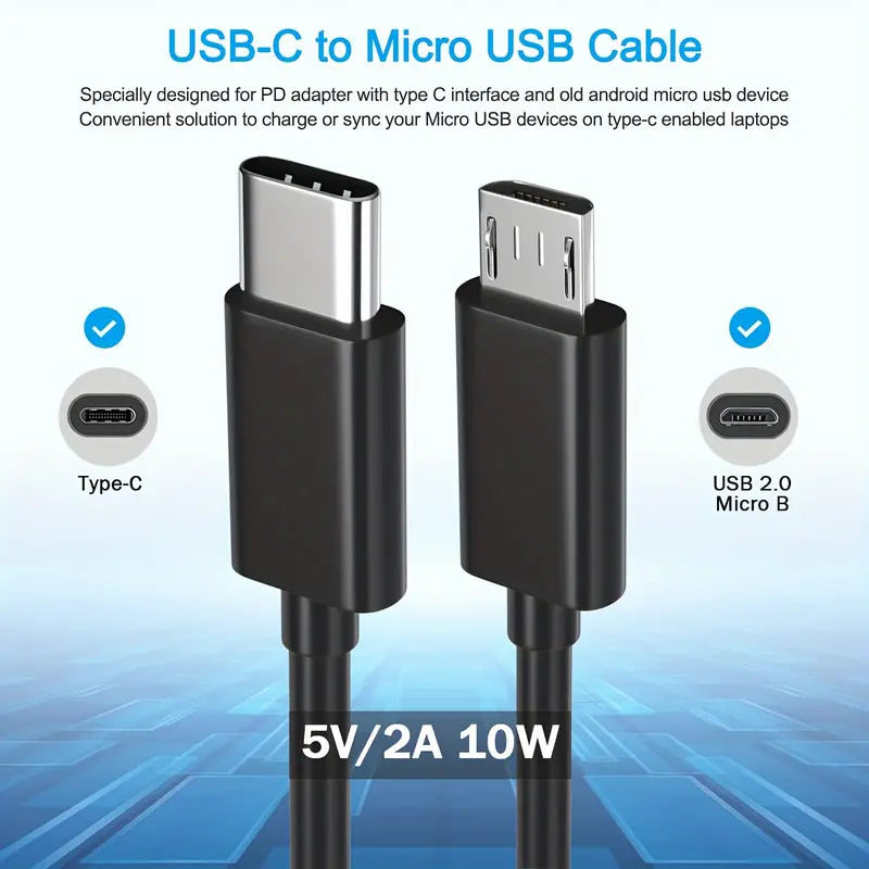 Ladekabel Mit USB-C OTG Zu Micro USB, Daten-Synchronisationskabel