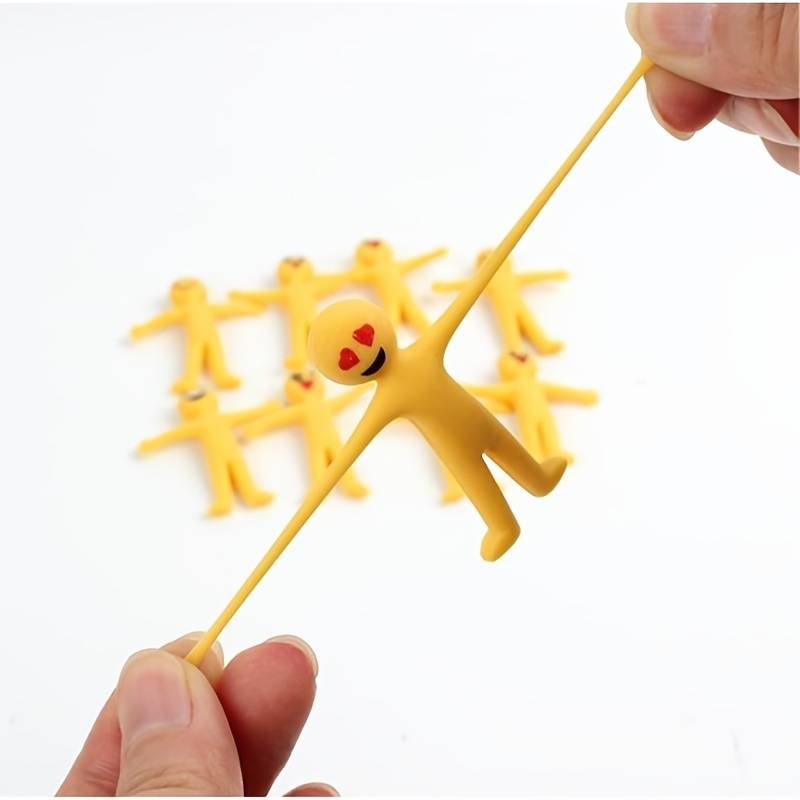 10 Stück dehnbare gelbe Figuren, kreatives TPR-Spielzeug zum Stressabbau