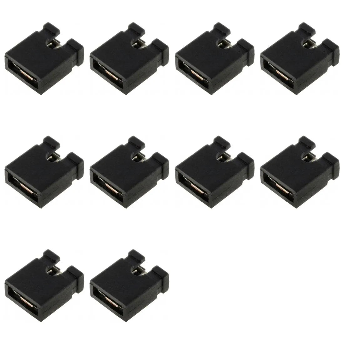 10 x Jumper, kurze Ausführung, geöffnet, RM 2,54 mm, schwarz