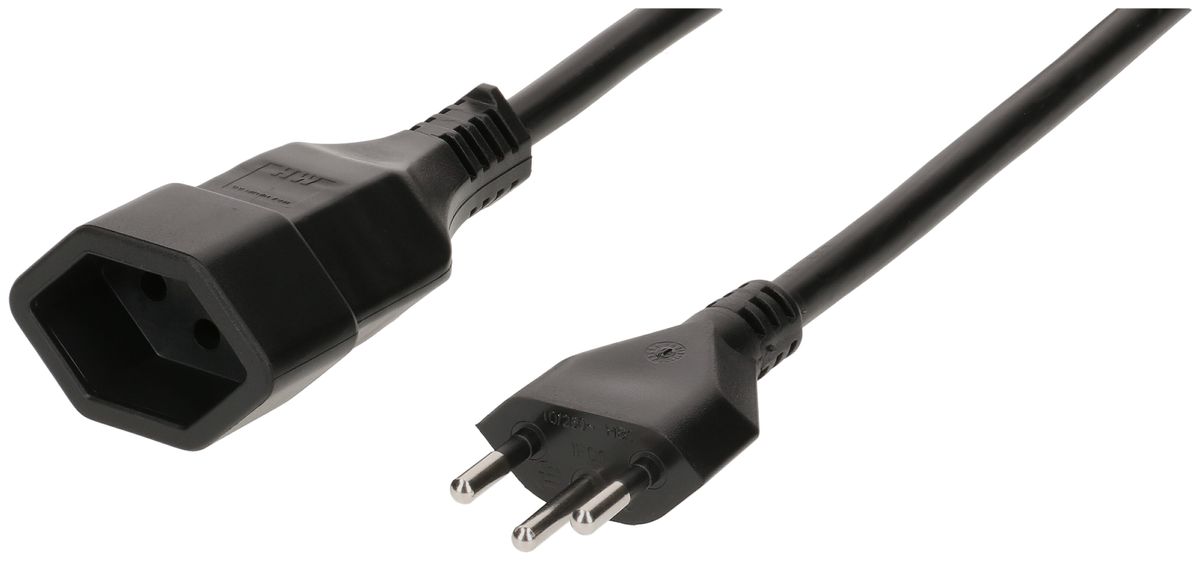 TD-Verlängerung H05VV-F3G1.5 10m schwarz Typ 12 / Typ 13