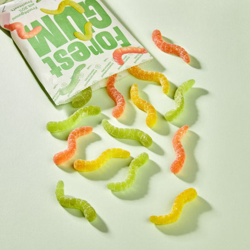 Forest Gum Wonder Worms, Fruchtgummi, 100g Beutel