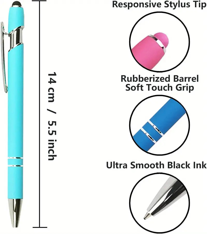 Leucht Blau Kugelschreiber, Mit Touch Pen Gummi - Schwarze Tinte