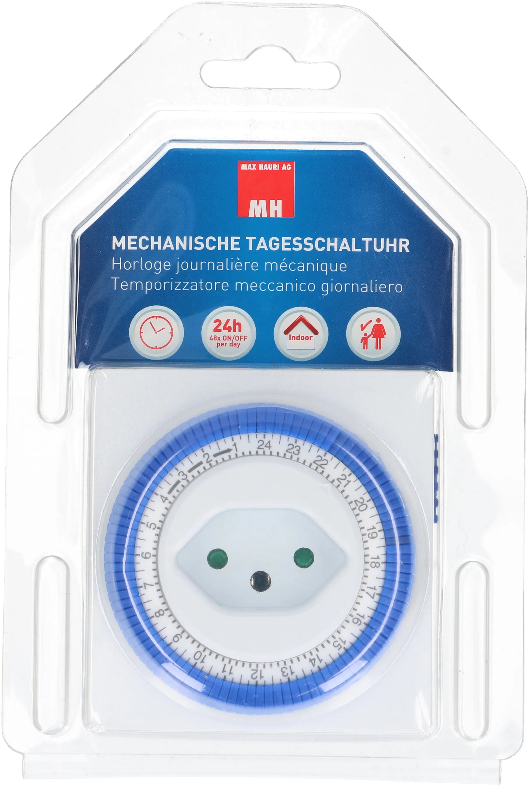 Zeitschaltuhr 24h analog Schalter mittig