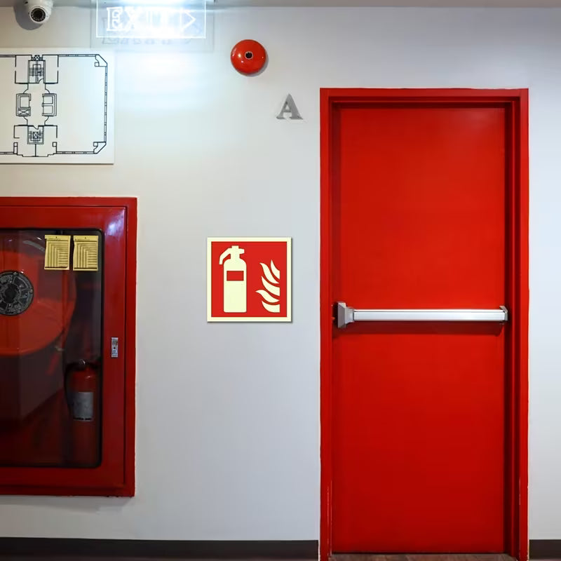 Leuchtende Feuerlöscher-Aufkleber - Notfall-Sicherheitsaufkleber grösse 15 cm x 15 cm