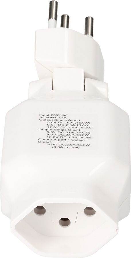 Abzweigstecker clip-clap 1x Typ 13 USB Fast Charge weiss