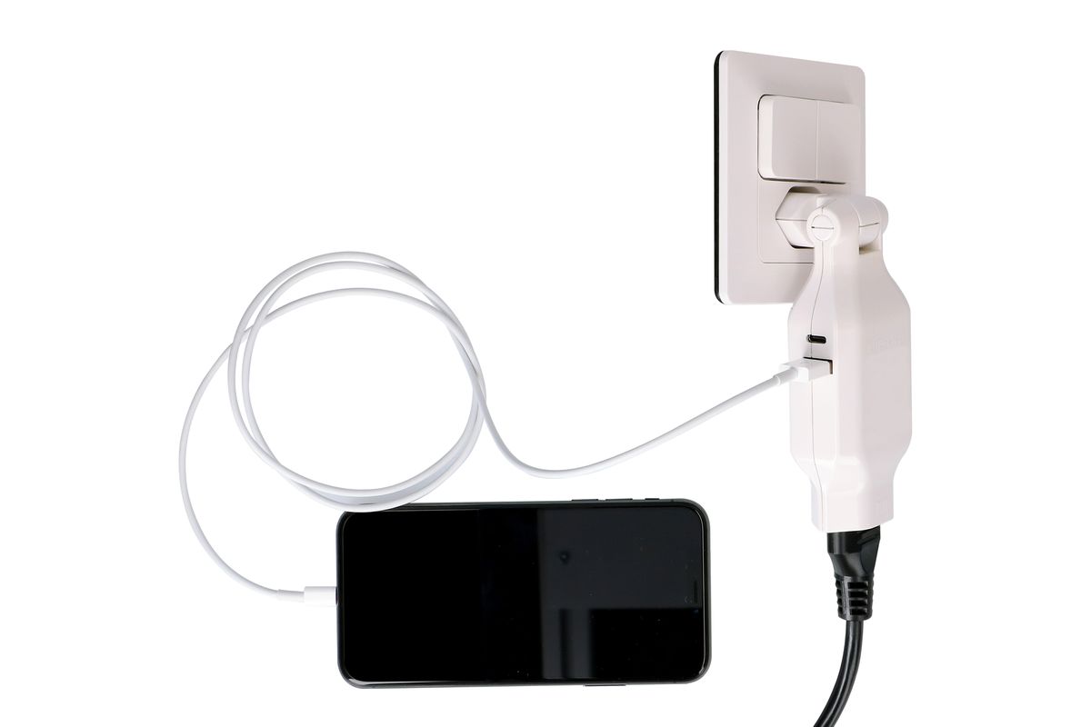 Abzweigstecker clip-clap 1x Typ 13 USB Fast Charge weiss