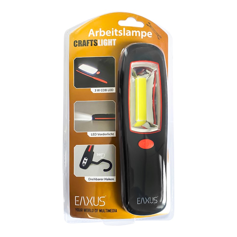 COB LED Arbeitslampe Craftslight, ultrahell, magnetisch mit 360° Haken, Eaxus