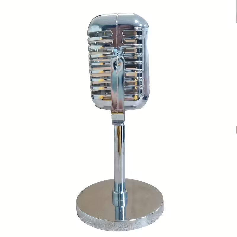 Retro Vintage Mikrofon-Deko in Gold oder Silber