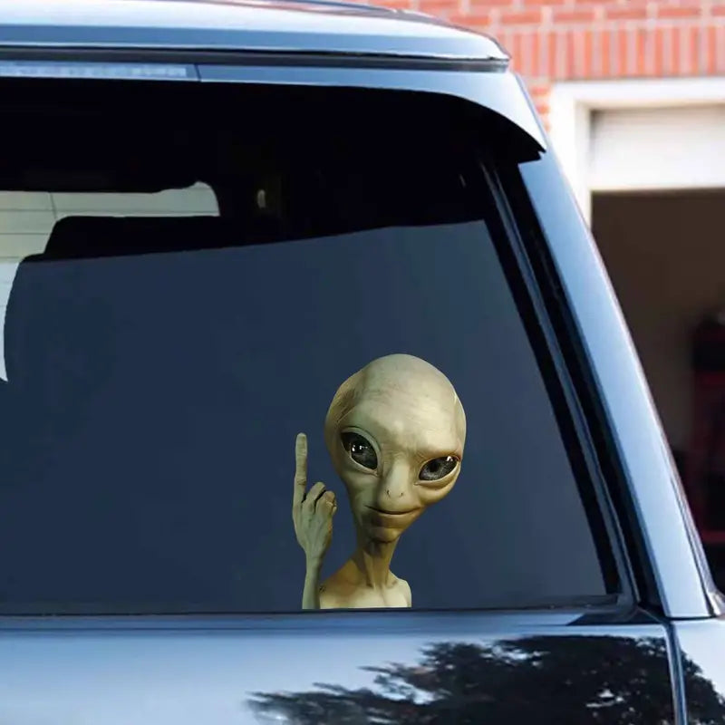 Lustiger Alien Gruss Autoaufkleber fürs Fenster