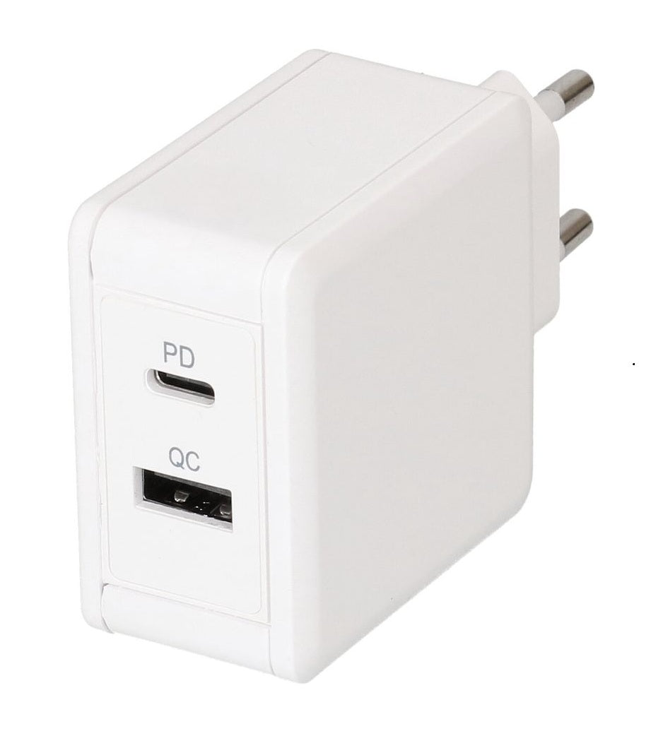 USB Schnellladeadapter 1x USB-C PD 1x USB-A 45W weiss