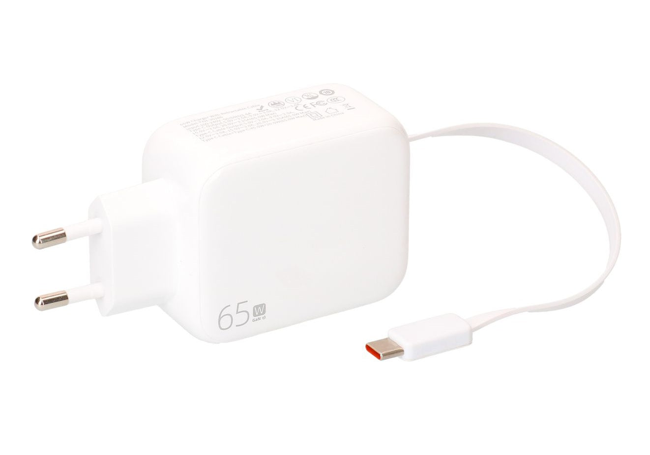 USB Schnellladeadapter GaN 1x USB-C Kabel 1x USB-C PD/QC 65W ws