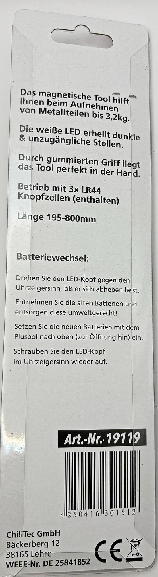 Teleskop Pick-Up Werkzeug mit LED Länge 20-80cm, Zugkraft ca. 3,2kg