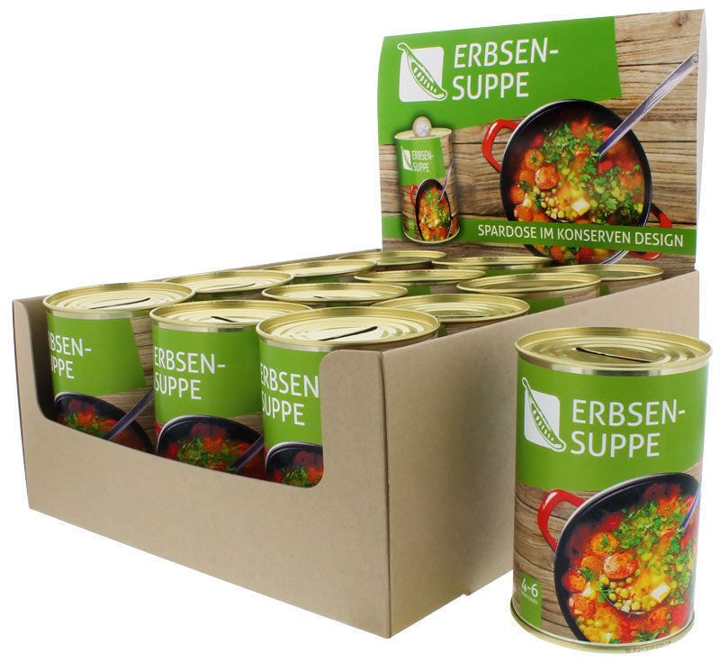 Spardose als Erbsensuppe getarnt