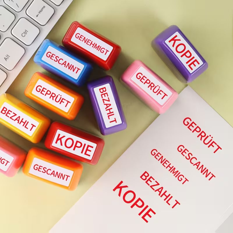 Büro-Stempel - Auswahl von Geprüft/Gescannt/Genehmigt/Bezahlt/Kopie