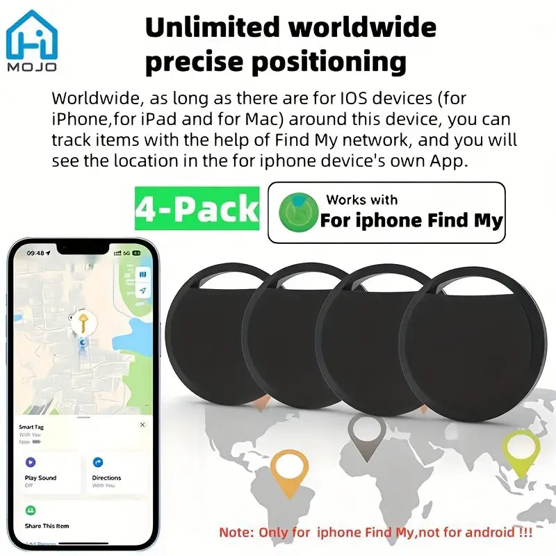 4er-Set Kabelloser Smart Tracker Mini Tag, für IOS für Apple Find My APP
