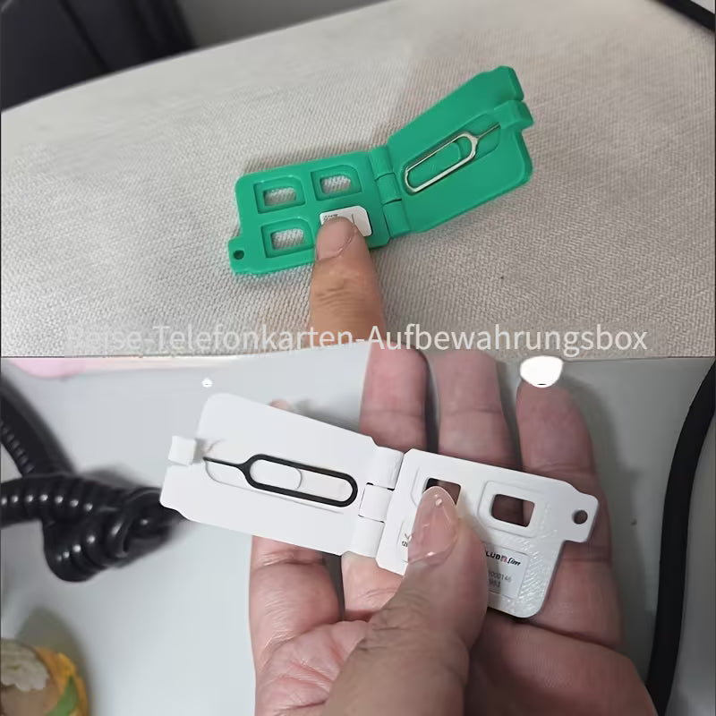 Aufbewahrungsbox für 4 SIM-Karten & Nadel Pin