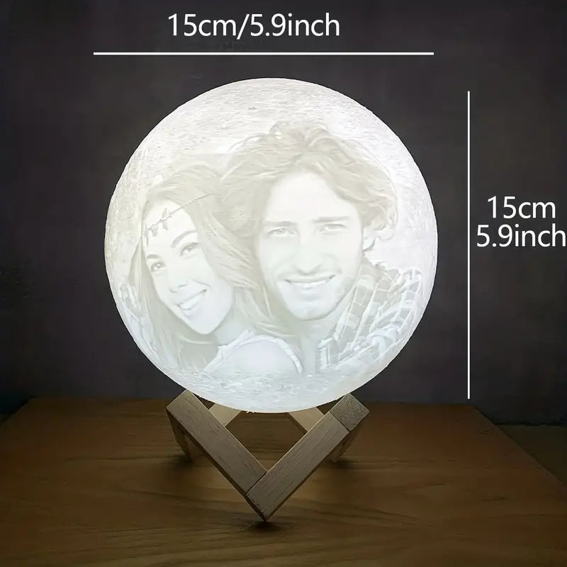 Personalisierte Mondlampe Mit Foto, Individuelle Fotoleuchten, Geschenk Für Zuhause 15cm