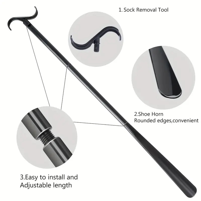 88,9 cm langer Ankleidestick mit Schuhlöffel & Sockenentfernungswerkzeug
