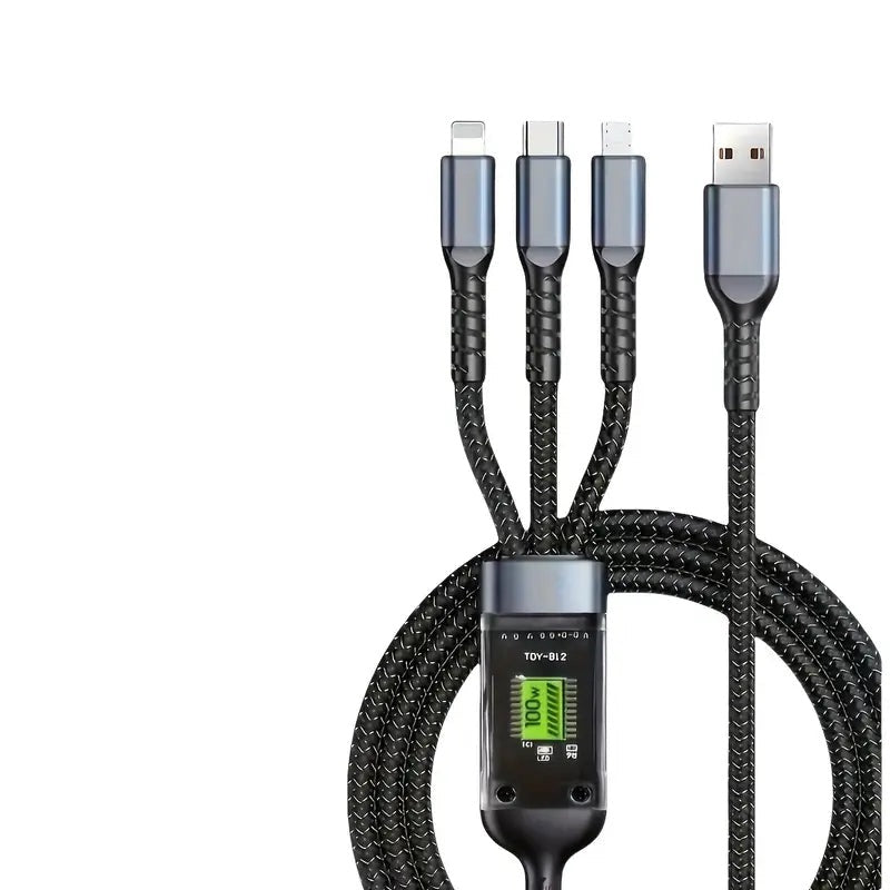 100W Schnellladekabel 3-in-1 USB Type C - Multi-Port 1.2m