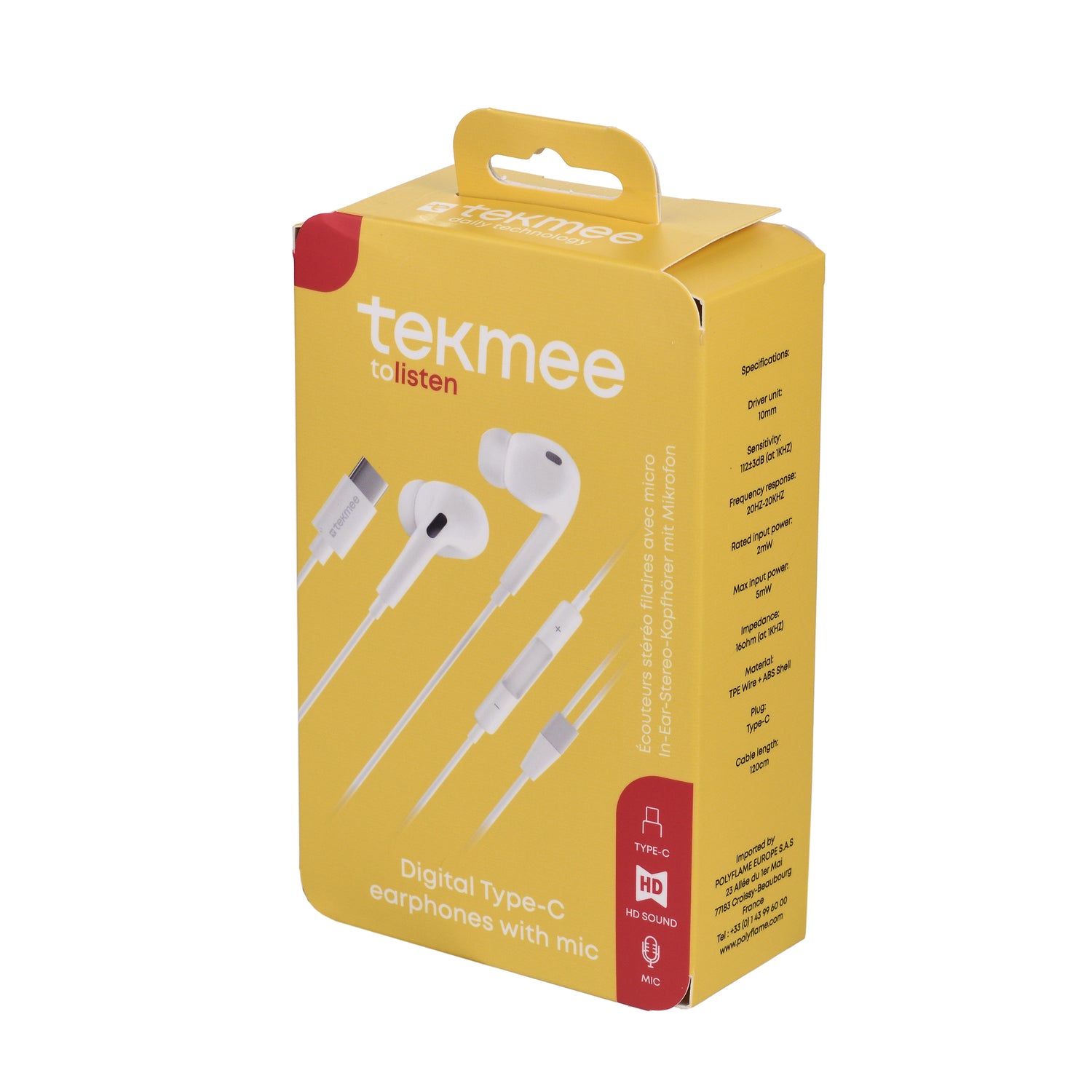 TEK Type-C Kopfhörer mit Mikrofon – Stereo In-Ear USB-C Headset