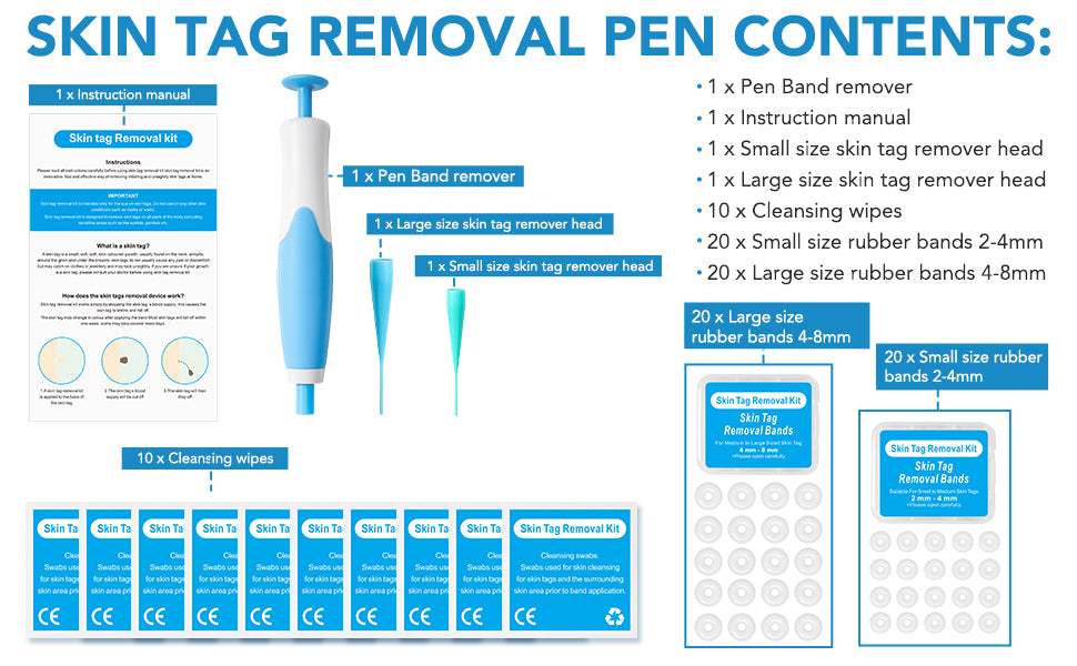 Set zur Entfernung großer & kleiner Stielwarzen mit Tupfern - Skin Tag Remover