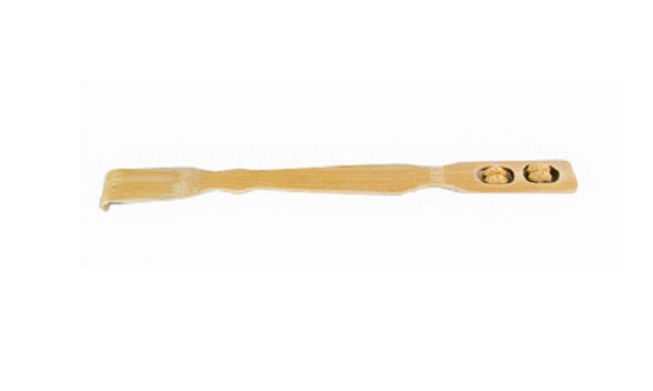 Bambus Rückenkratzer mit 2 Massagerollen, ca. 46cm lang