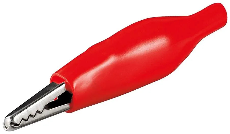 Krokodilklemme, vollisoliert, 33 mm, rot
