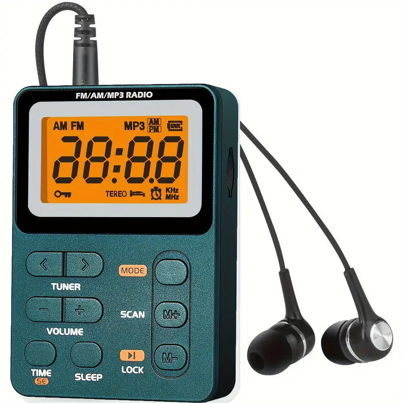 FM/AM/MP3- Multifunktions-Taschenradio mit Display Akku Betrieb/ USB-C Anschluss