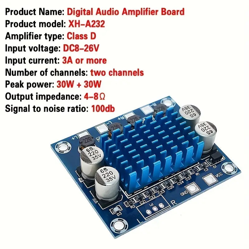XH-A232 TPA3110 30W+30W 2.0-Kanal-Digital-Stereo-Audio-Leistungsverstärkerplatine
