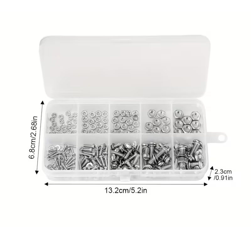 320-teiliges Sechskant-Muttern- und Schraubenset - M2, M2,5, M3, M4, M5