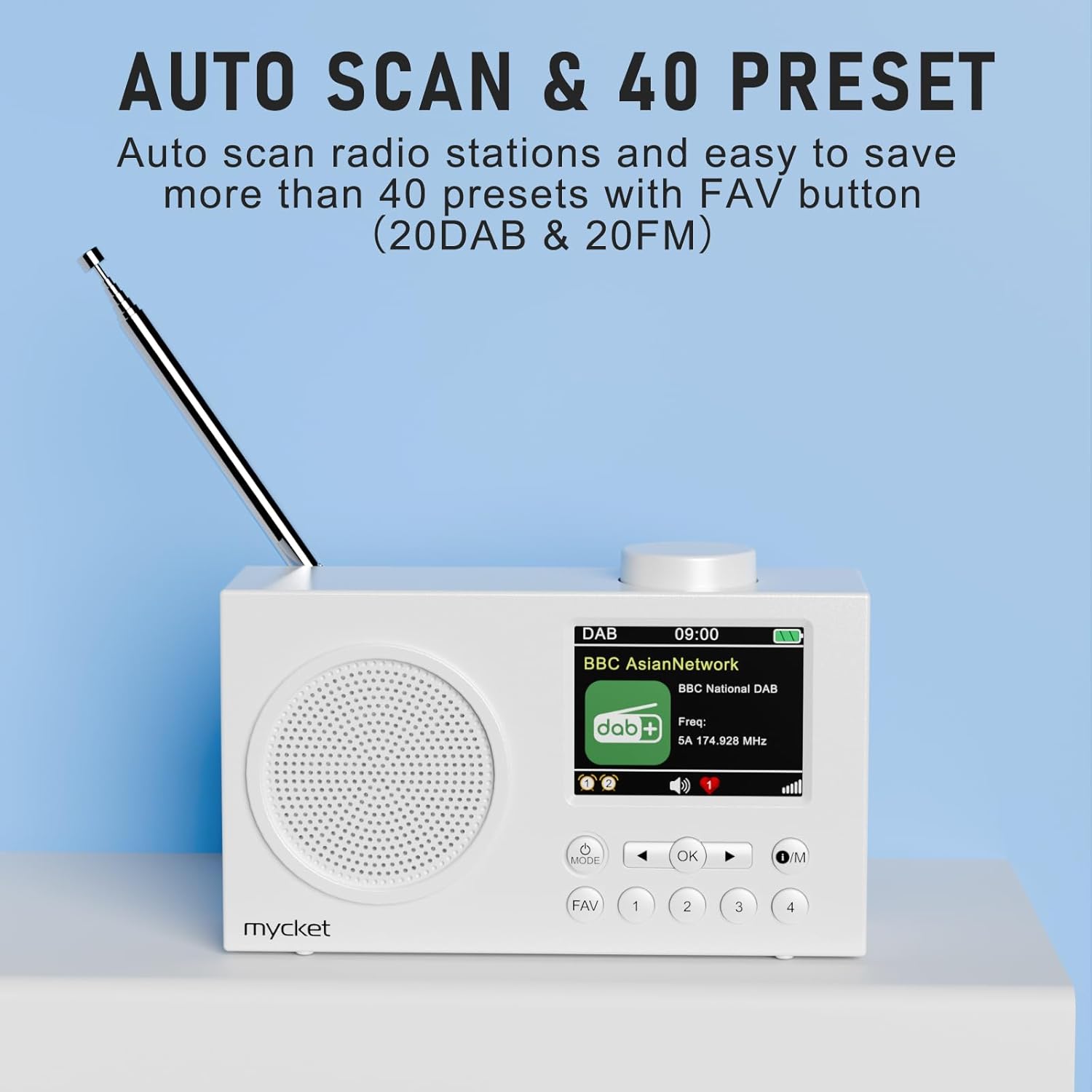 Tragbares DAB/DAB+ Radio, UKW Digitalradio mit Bluetooth & Akku