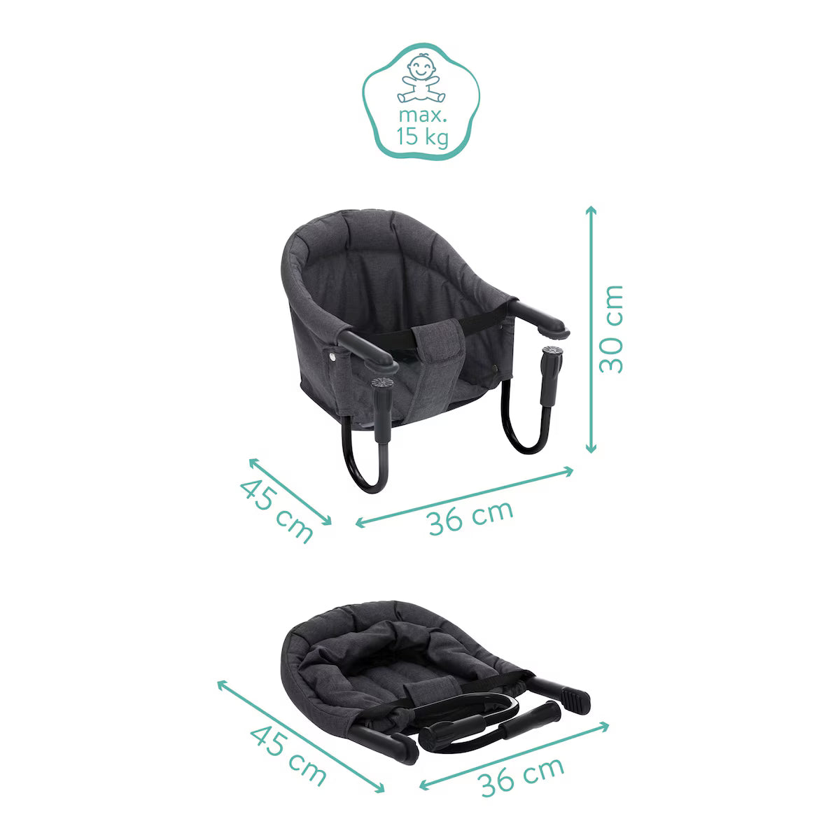 Tischsitz Flexi für Tischplatte Stärke 2-8,5 cm dunkelgrau