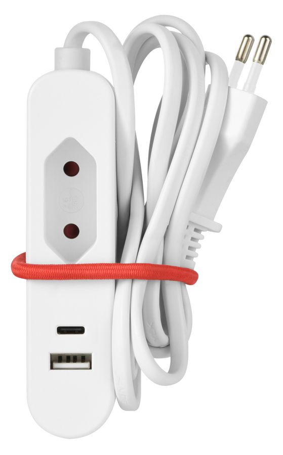 Travel Station EU USB-AC - 1x Euro-Steckdose, 1x USB-C / 1x USB-A max. 3.0A / QC 17W (shared) 5V DC, Eurostecker Typ 26