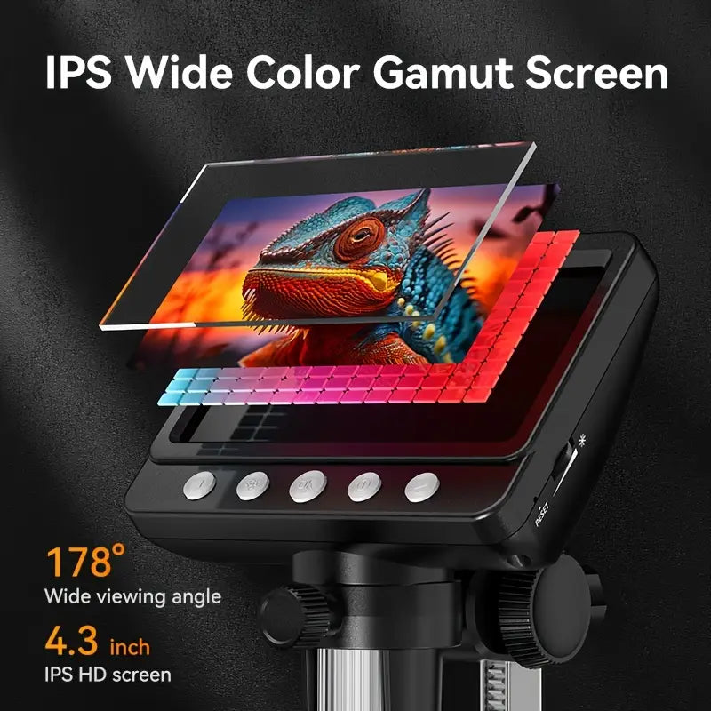 Digitales Mikroskop mit 10.92cm HD IPS Bildschirm, 50-1000X Zoom