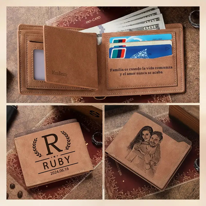 Personalisierte Herren Brieftasche mit Individuellem Foto oder Text
