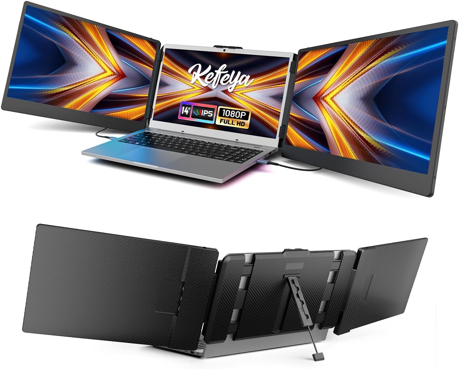 Tragbarer Dual Monitor für Laptops, 14" FHD 1080p HDR Display S2