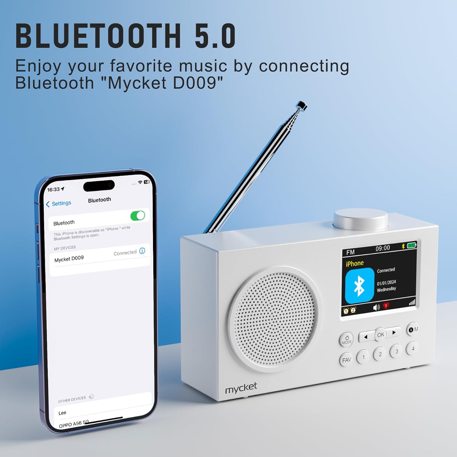 Tragbares DAB/DAB+ Radio, UKW Digitalradio mit Bluetooth & Akku