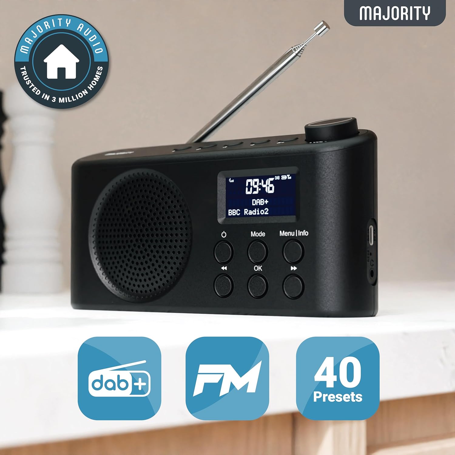 Tragbares DAB+ Radio mit Bluetooth & USB-C & Akku